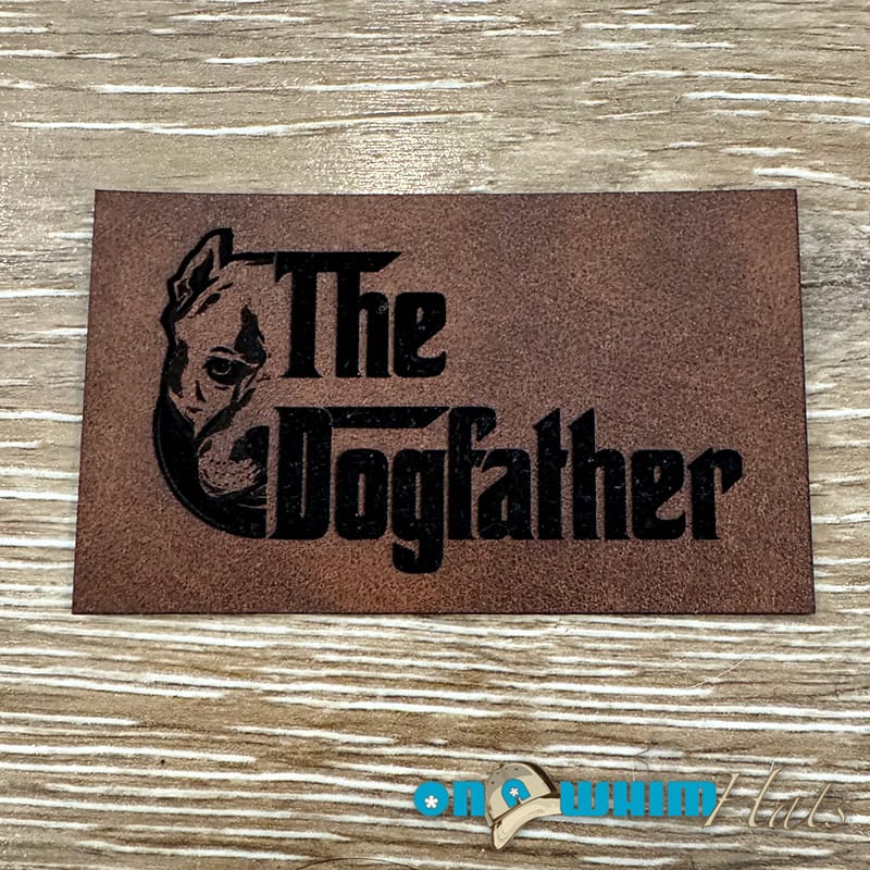 On A Whim Hats The Dogfather Leatherette Iron-On Patch