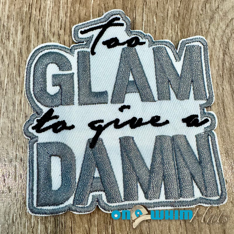 On A Whim Hats Too Glam Grey Embroidered Iron-On Patch