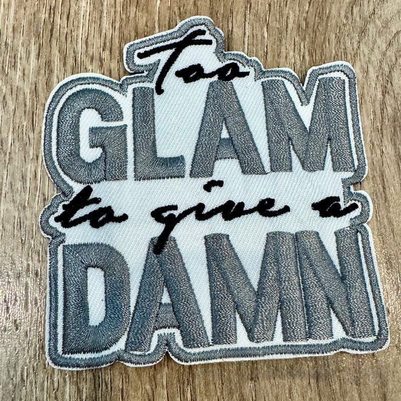 On A Whim Hats Too Glam Grey Embroidered Iron-On Patch