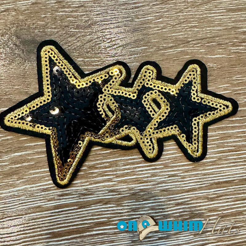 On A Whim Hats Triple Sequin Stars Iron-On Patch