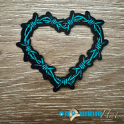 On A Whim Hats Turquoise Barbed Wire Heart Iron-On Patch