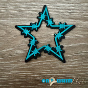 On A Whim Hats Turquoise Barbed Wire Star Iron-On Patch