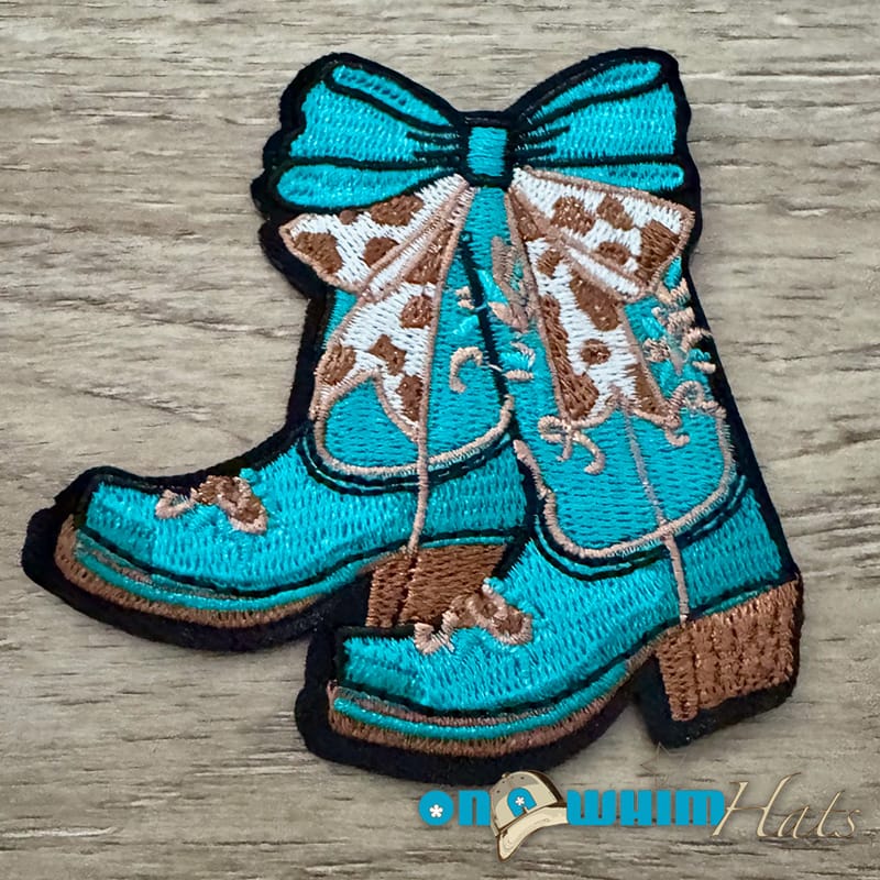 On A Whim Hats Turquoise Boots Iron-On Patch