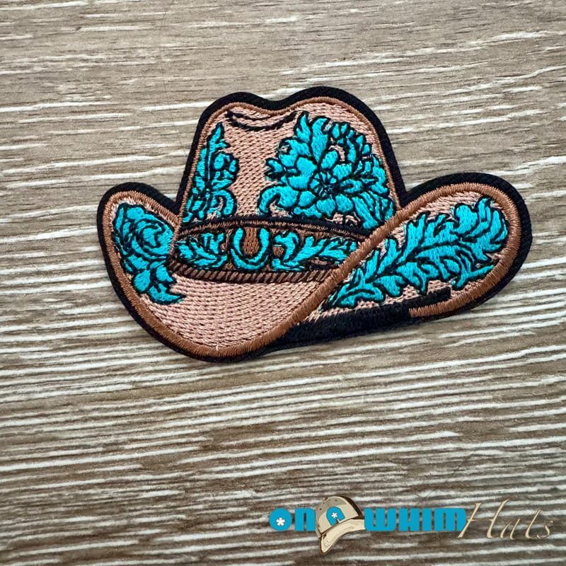 On A Whim Hats Turquoise Cowboy Hat Iron-On Patch