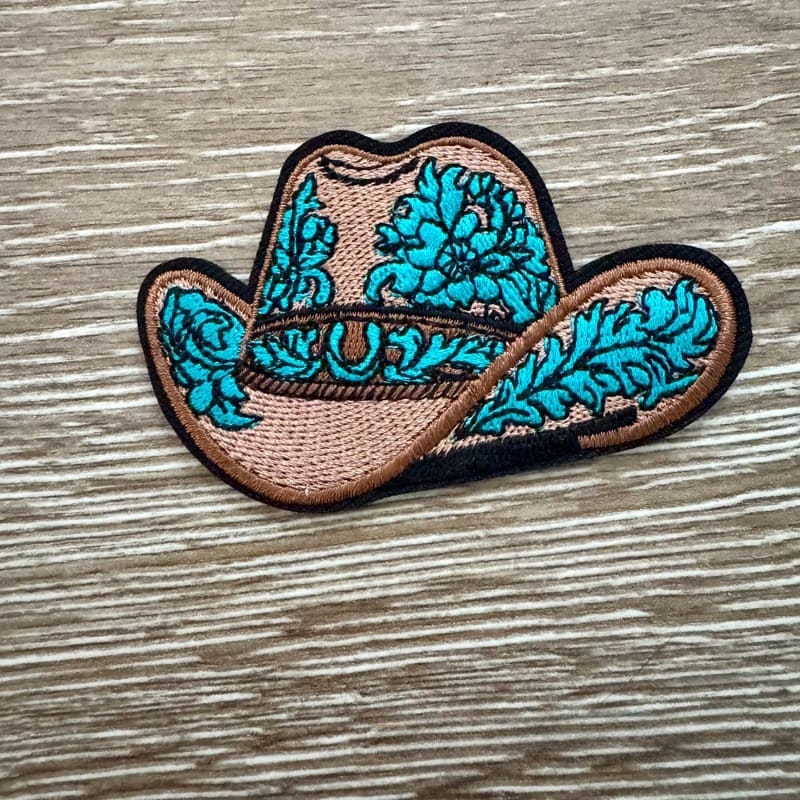 On A Whim Hats Turquoise Cowboy Hat Iron-On Patch