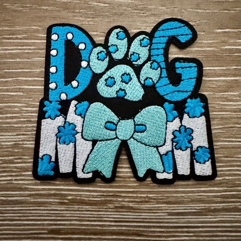 On A Whim Hats Turquoise Dog Mama Iron-On Patch