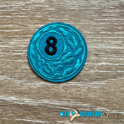 On A Whim Hats Turquoise Eight Ball Iron-On Patch