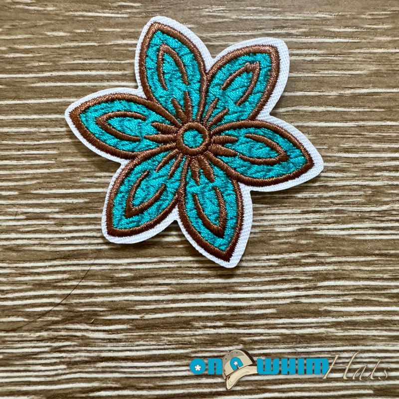 On A Whim Hats Turquoise Flower Iron-On Patch