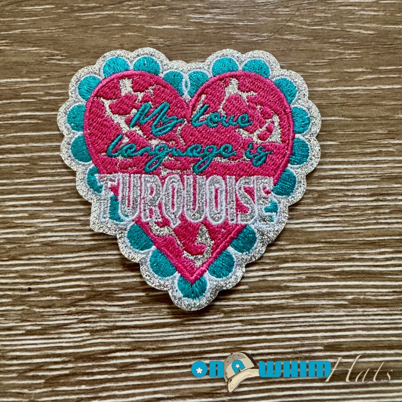 On A Whim Hats Turquoise Iron-On Patch