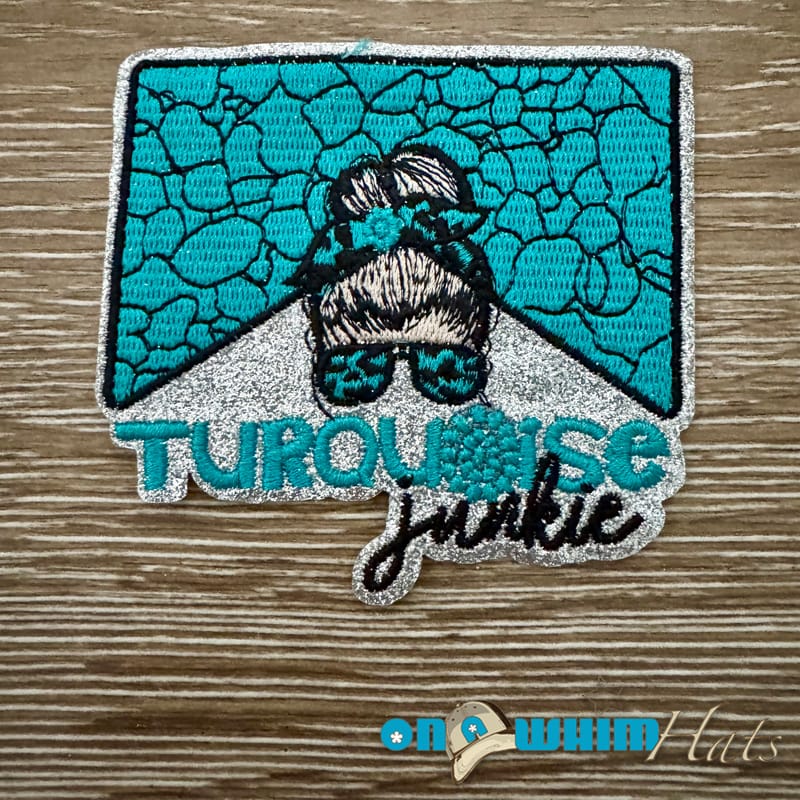 On A Whim Hats Turquoise Junkie Iron-On Patch
