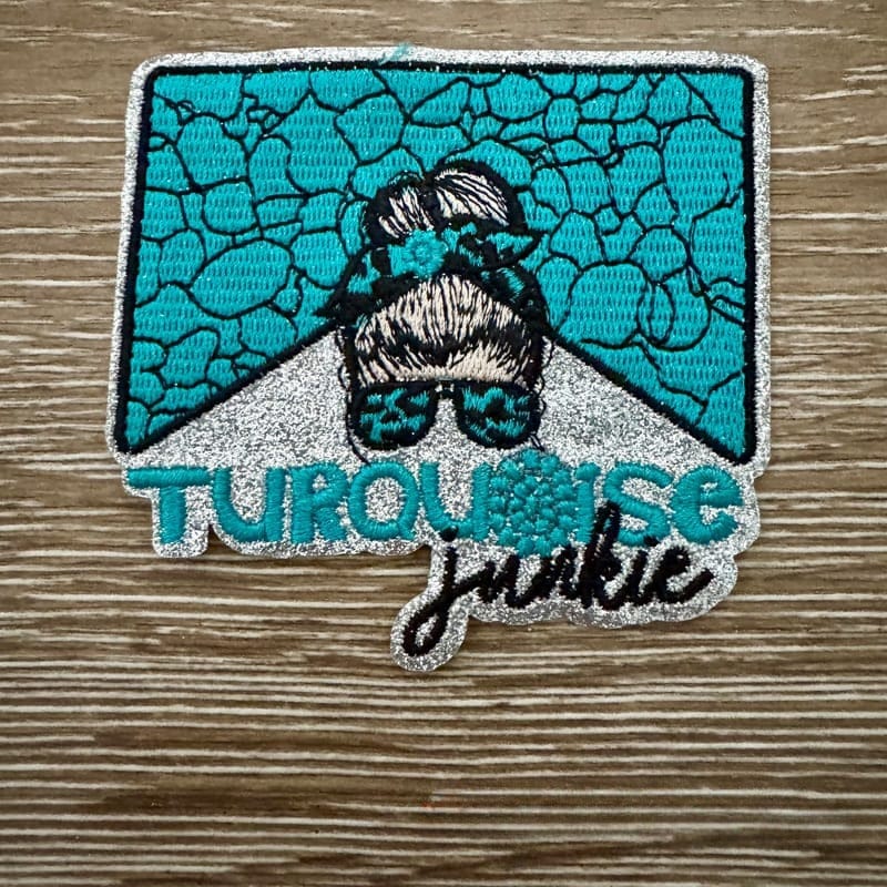 On A Whim Hats Turquoise Junkie Iron-On Patch