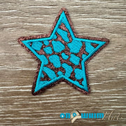 On A Whim Hats Turquoise Leopard Star Iron-On Patch