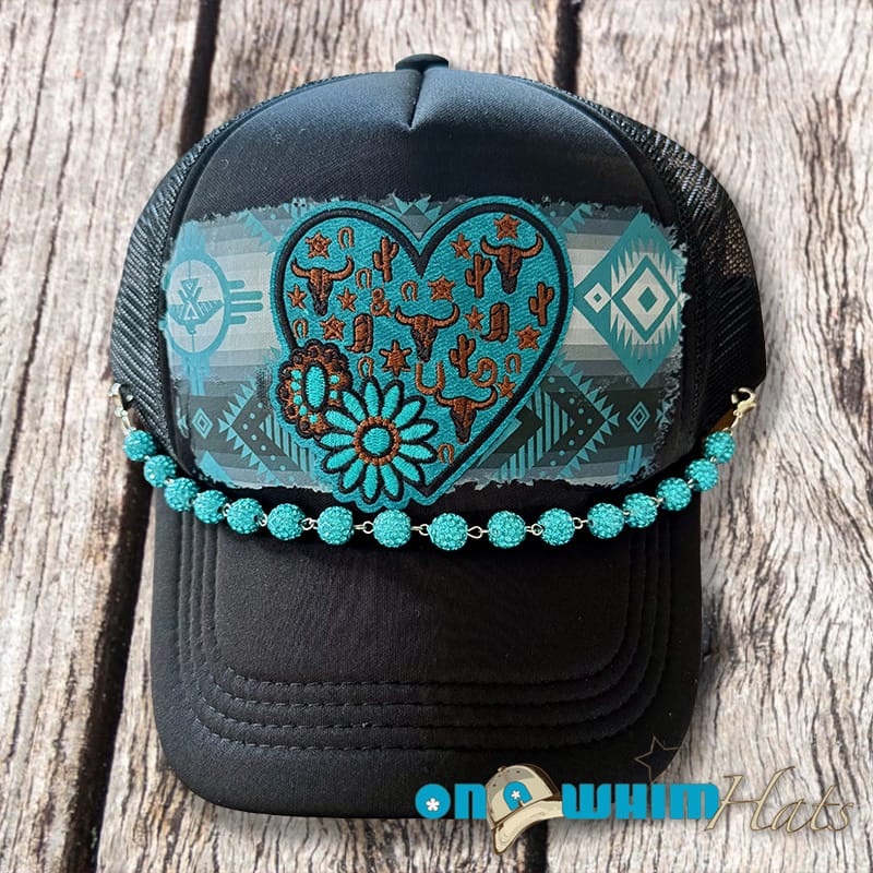 On A Whim Hats Turquoise Lover Handmade Trucker Hat