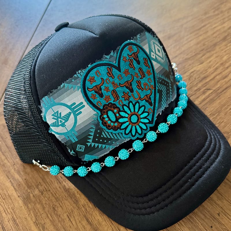 On A Whim Hats Turquoise Lover Handmade Trucker Hat