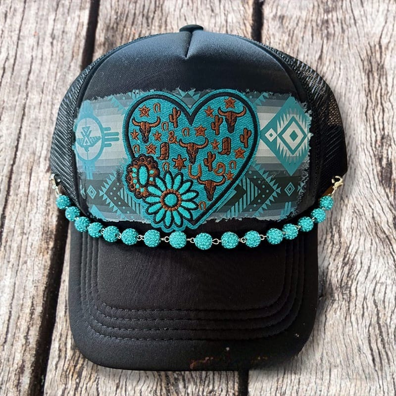 On A Whim Hats Turquoise Lover Handmade Trucker Hat
