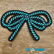 On A Whim Hats Turquoise Rope Bow Iron-On Patch