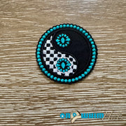 On A Whim Hats Turquoise Ying Yang Iron-On Patch