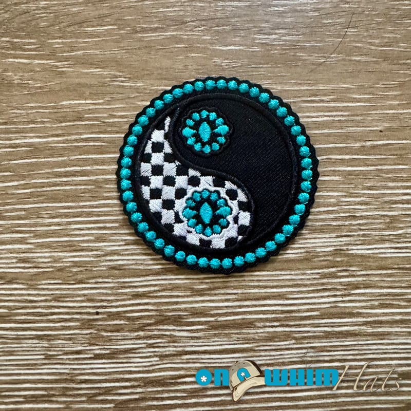 On A Whim Hats Turquoise Ying Yang Iron-On Patch
