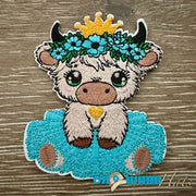 On A Whim Hats Tutu Girl Highland Cow Iron-On Patch