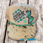 On A Whim Hats Ultimate Western Handmade Trucker Hat with Genuine Cowhide Brim