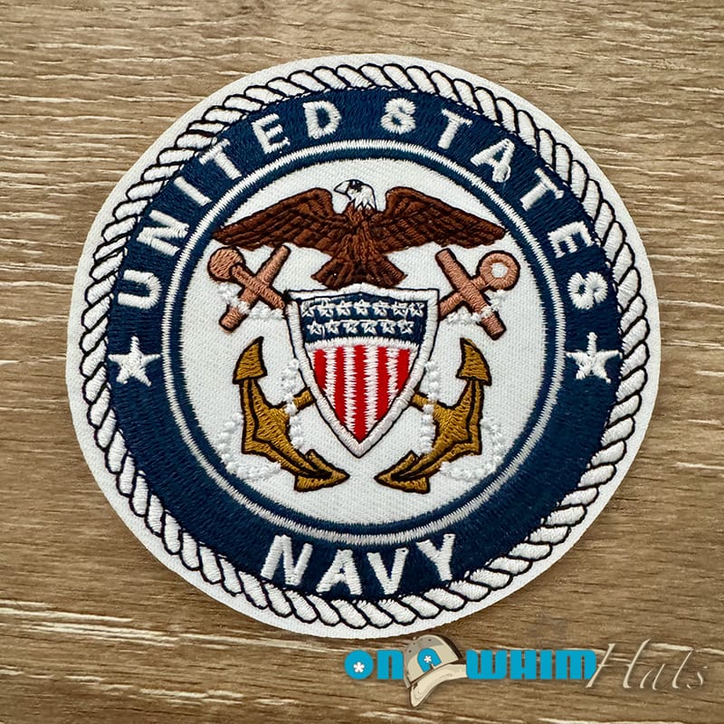 On A Whim Hats US Navy Embroidered Iron-On Patch