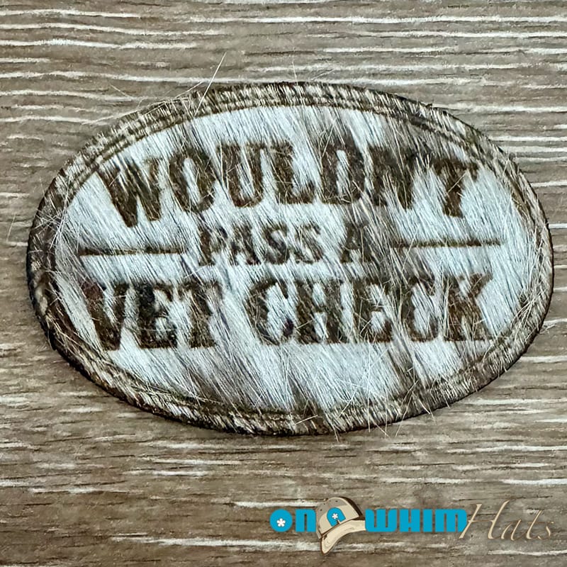 On A Whim Hats Vet Check Genuine Cowhide Iron-On Patch