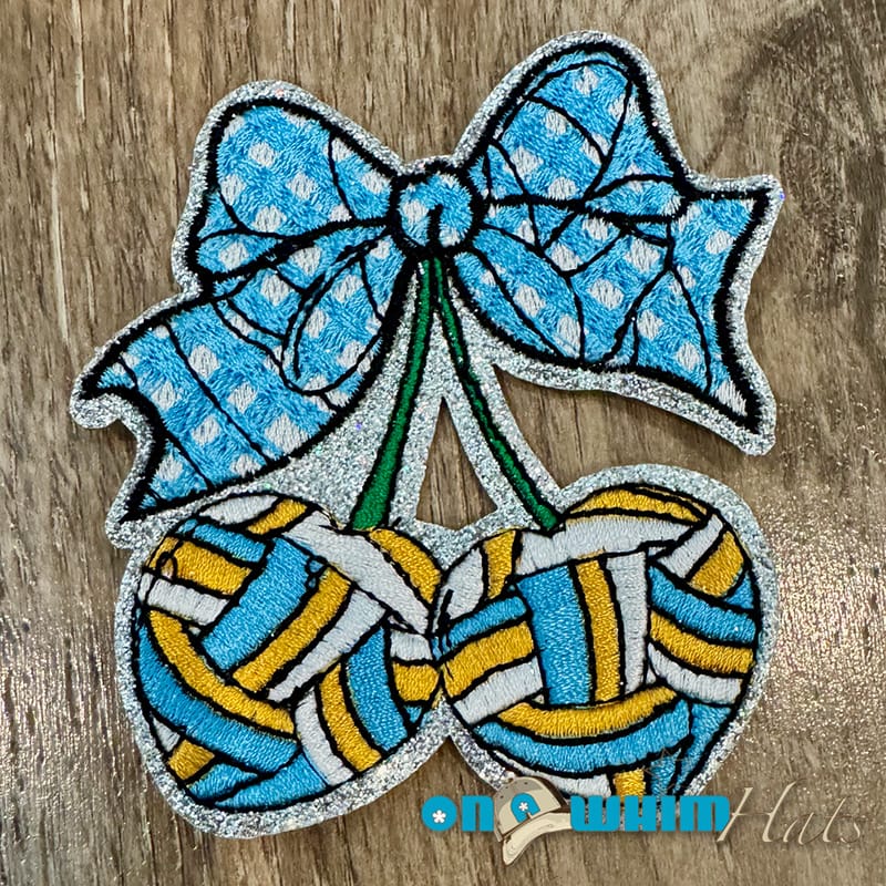On A Whim Hats Volleyball Cherry Embroidered Iron-On Patch