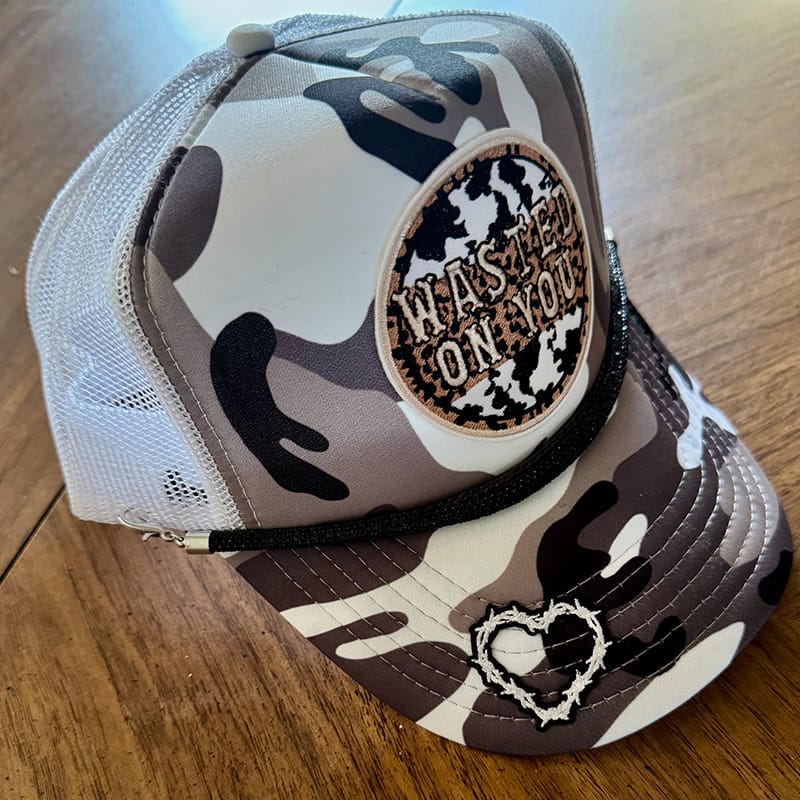 On A Whim Hats Wasted On You Handmade Trucker Hat