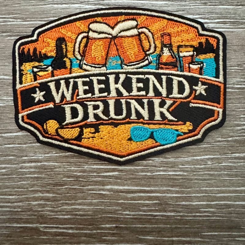 On A Whim Hats Weekend Drunk Iron-On Patch