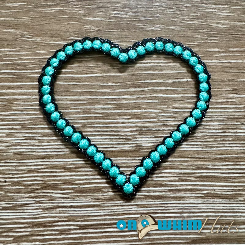 On A Whim Hats Western Aqua Heart Iron-On Patch