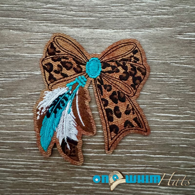 On A Whim Hats Western Bow Iron-On Leather Patch