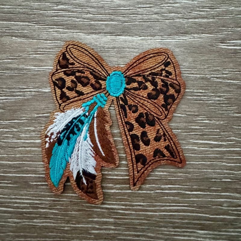 On A Whim Hats Western Bow Iron-On Leather Patch