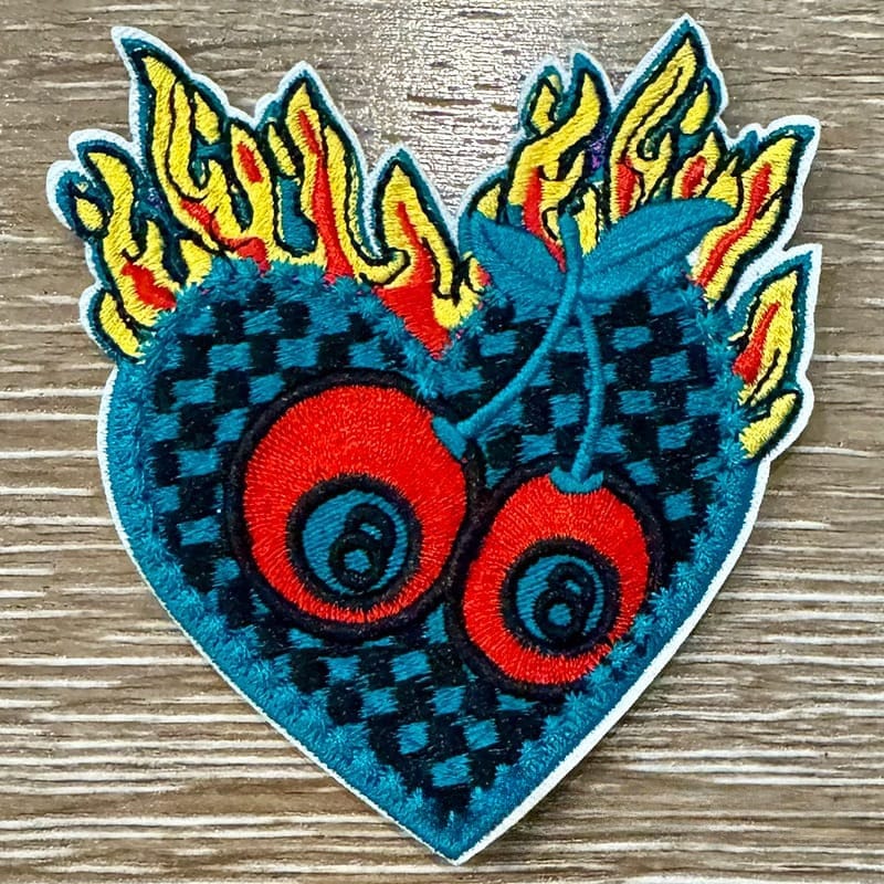 On A Whim Hats Western Cherry Eightball Embroidered Iron-On Patch