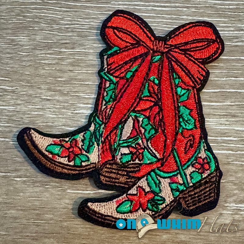 On A Whim Hats Western Christmas Iron-On Patch
