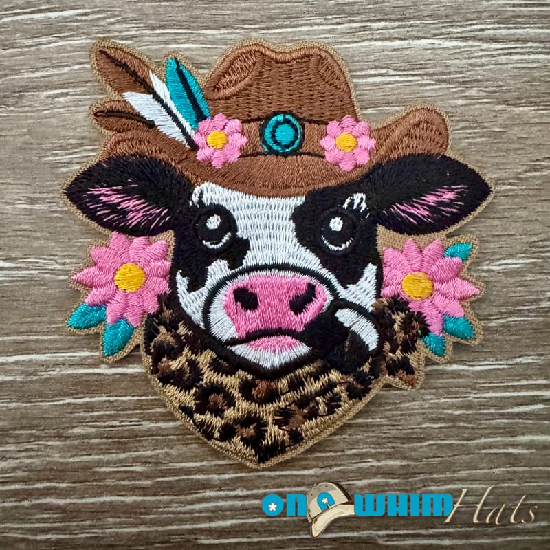 On A Whim Hats Western Cow Iron-On Patch