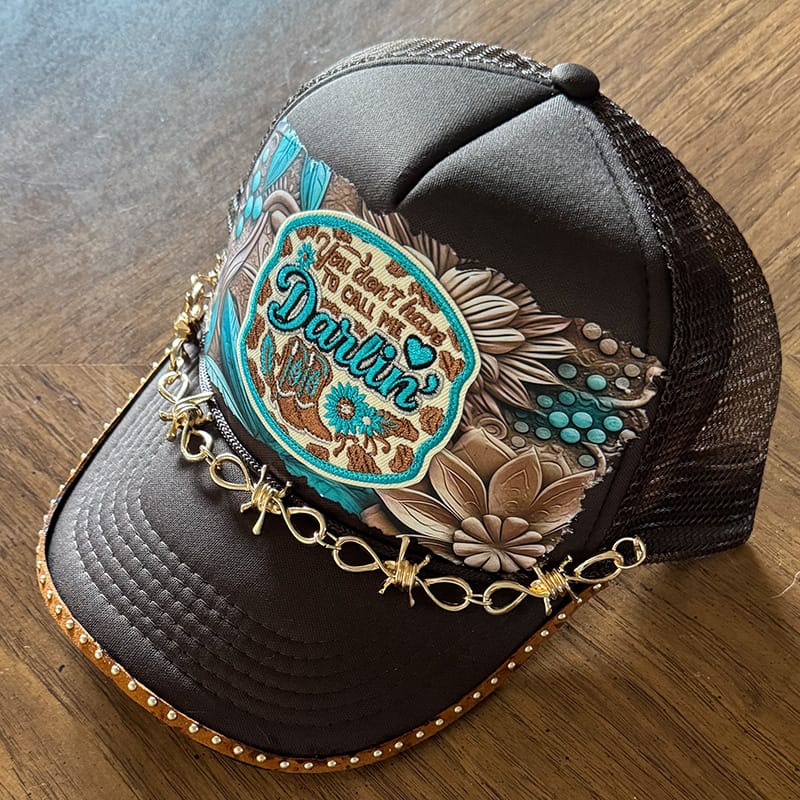 On A Whim Hats Western Darlin' Handmade Trucker Hat