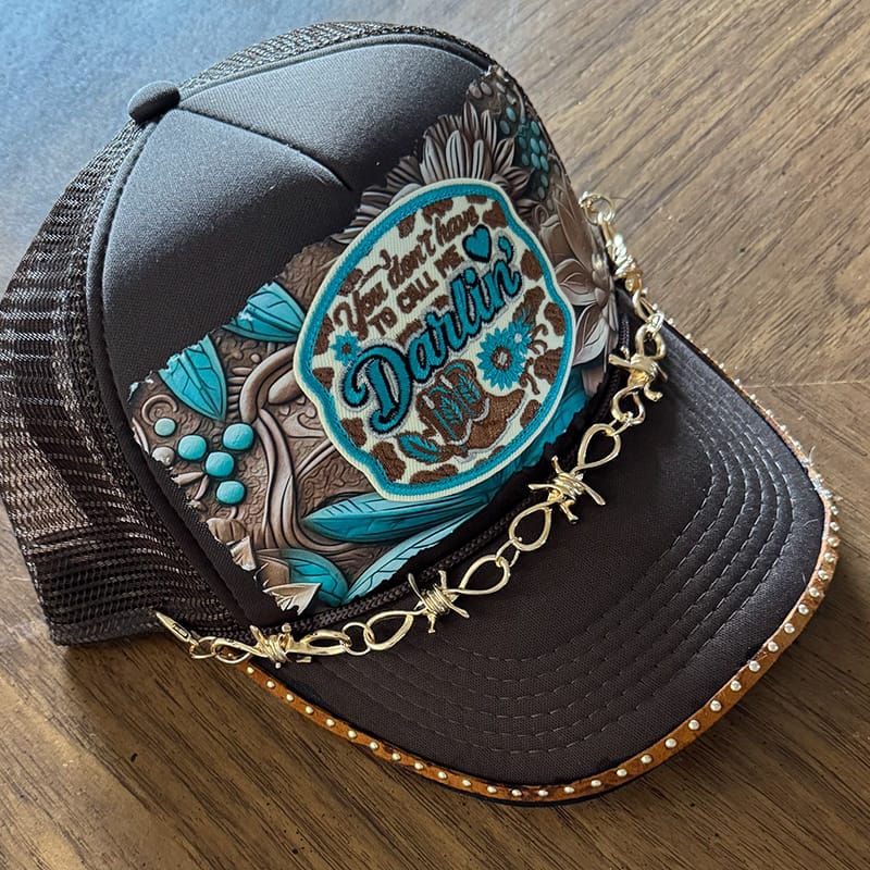 On A Whim Hats Western Darlin' Handmade Trucker Hat