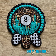 On A Whim Hats Western Eight Ball Embroidered Iron-On Patch