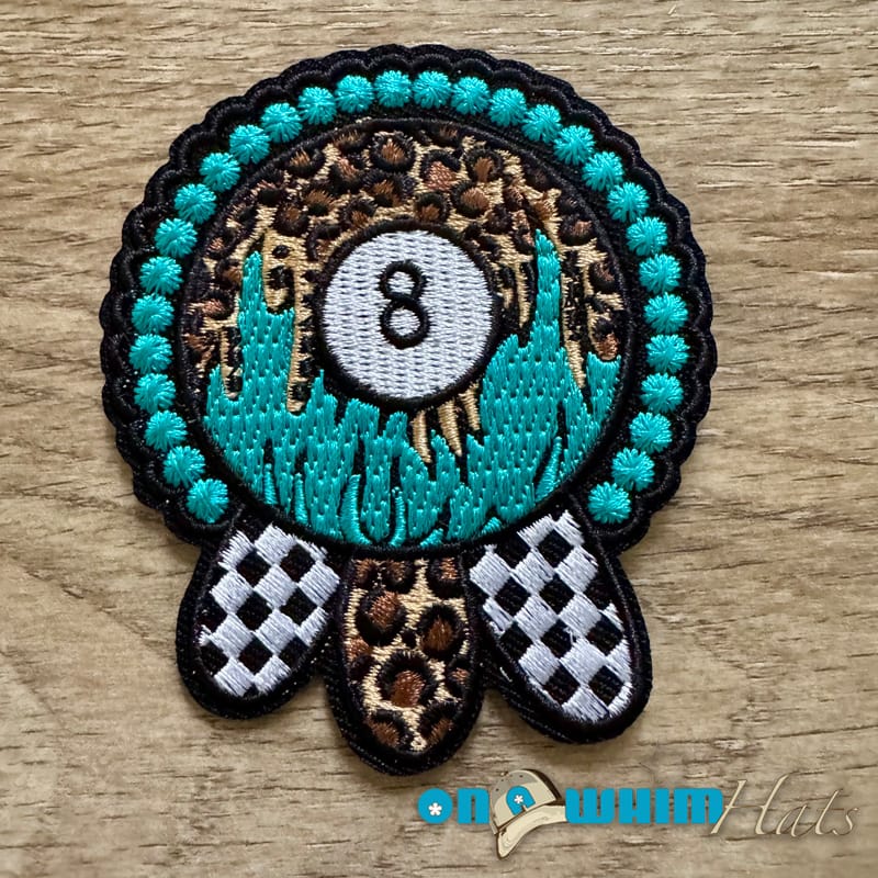 On A Whim Hats Western Eight Ball Embroidered Iron-On Patch