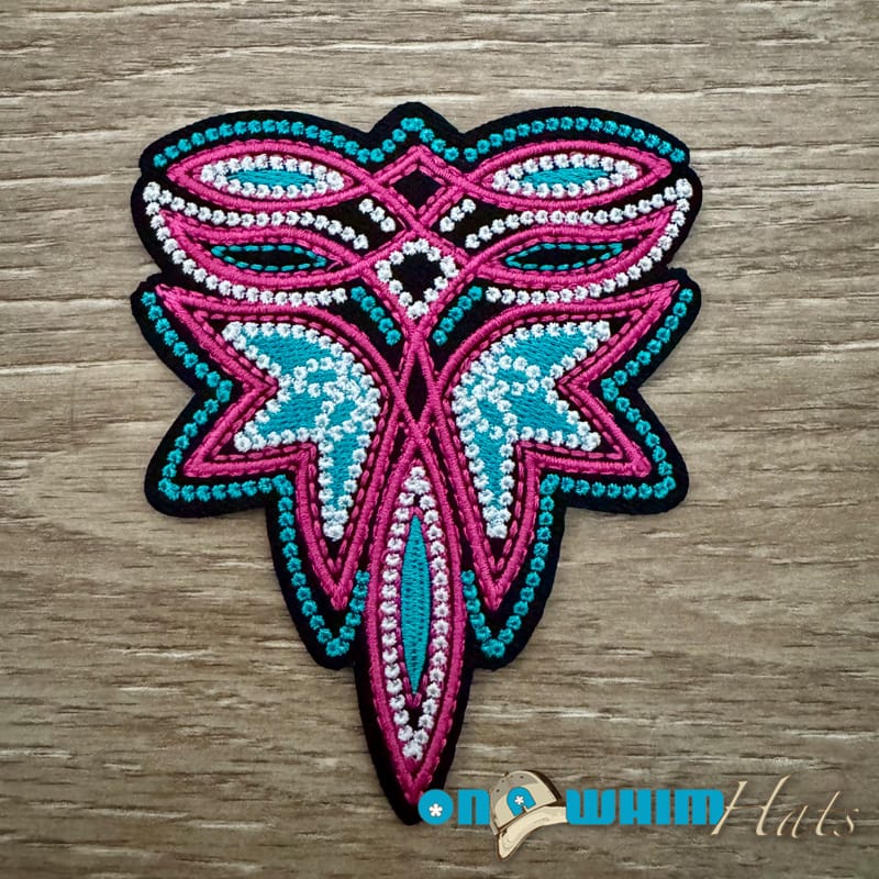 On A Whim Hats Western Emblem-Pink Iron-On Patch