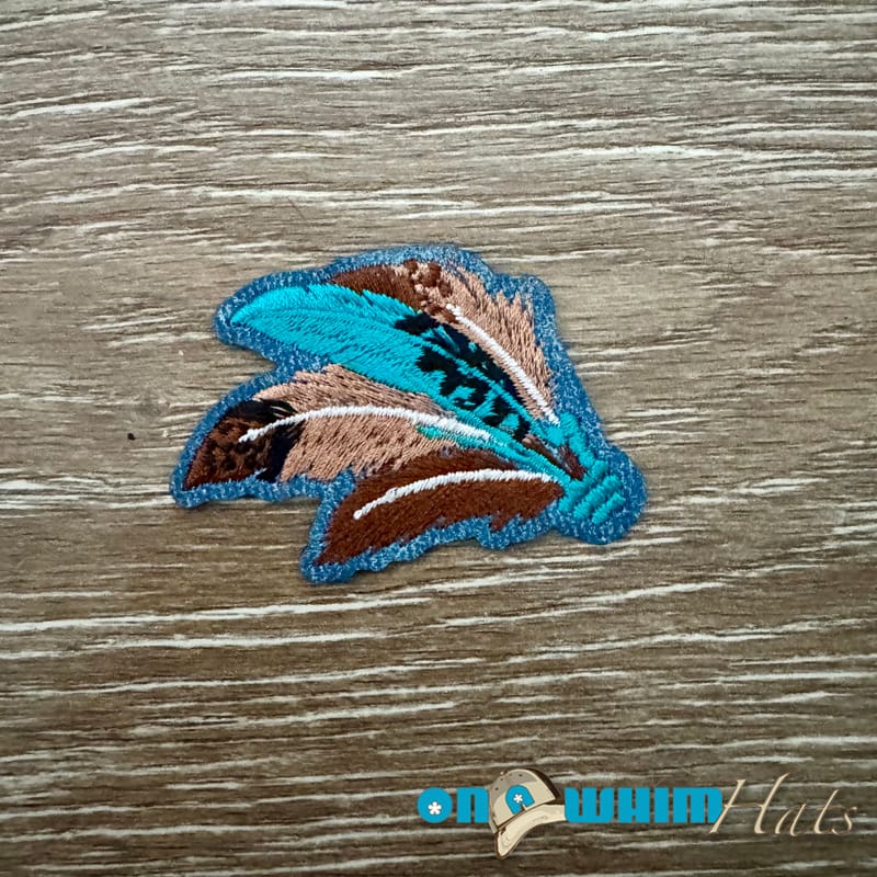 On A Whim Hats Western Feather Iron-On Leather Patch