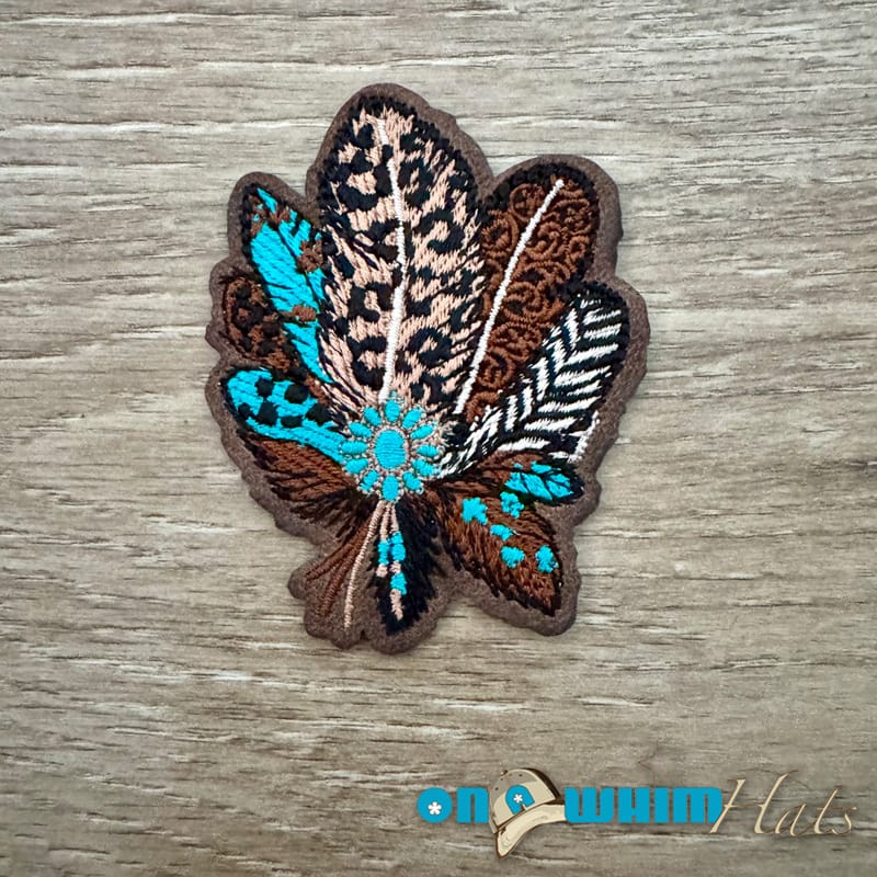On A Whim Hats Western Feather Leather Iron-On Patch