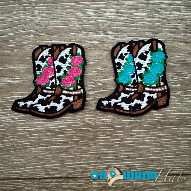 On A Whim Hats Western Flower Boots Iron-On Patch