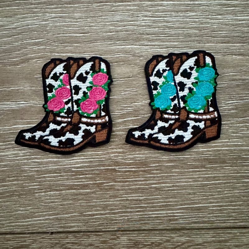 On A Whim Hats Western Flower Boots Iron-On Patch