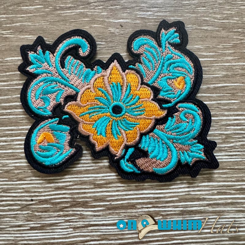 On A Whim Hats Western Flower Iron-On Patch
