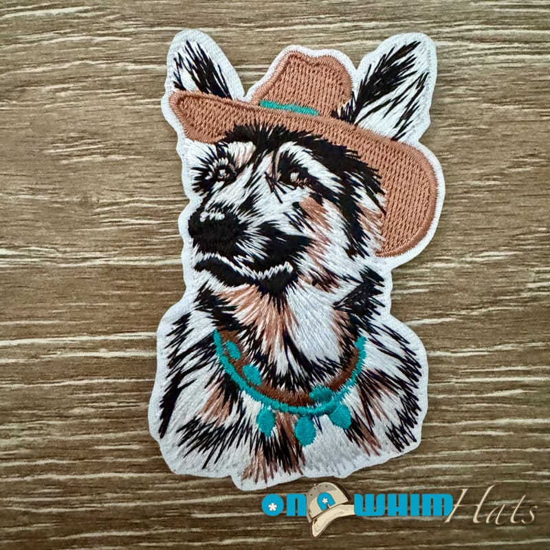 On A Whim Hats Western German Shepard Iron-On Patch