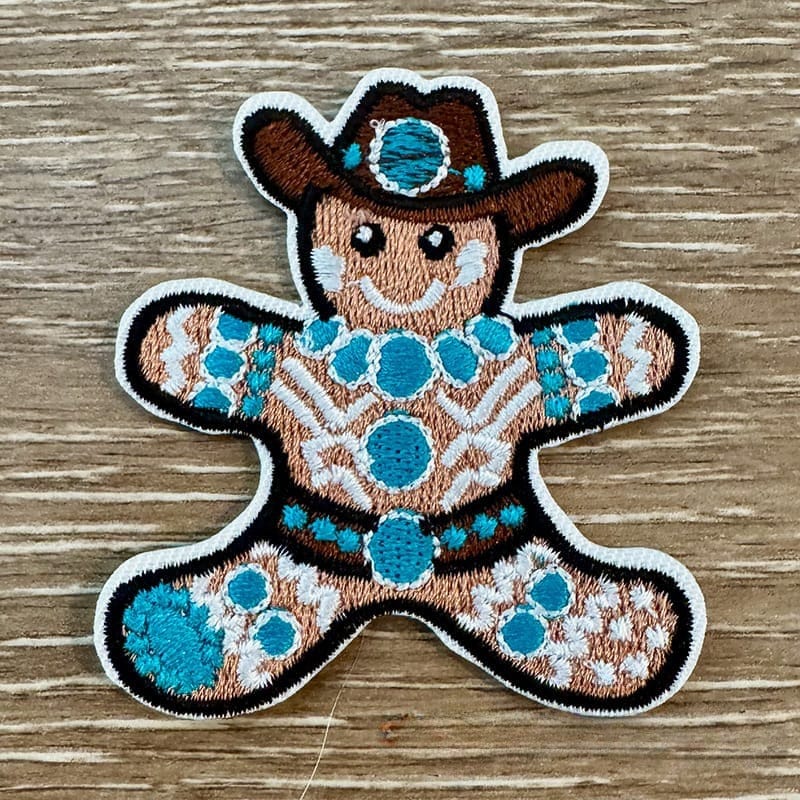 On A Whim Hats Western Gingerbread Man Iron-On Patch