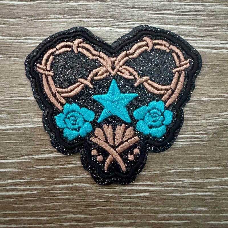 On A Whim Hats Western Heart Iron-On Patch