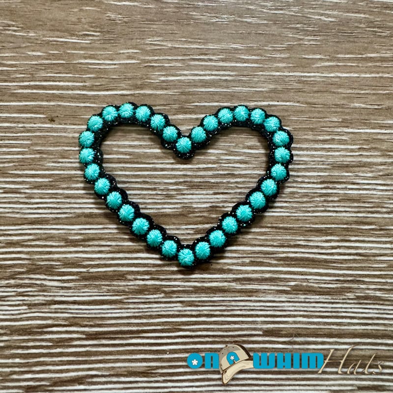 On A Whim Hats Western Hollow Aqua Heart Iron-On Patch