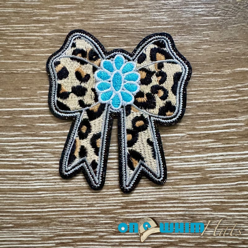 On A Whim Hats Western Leopard Bow Iron-On Patch